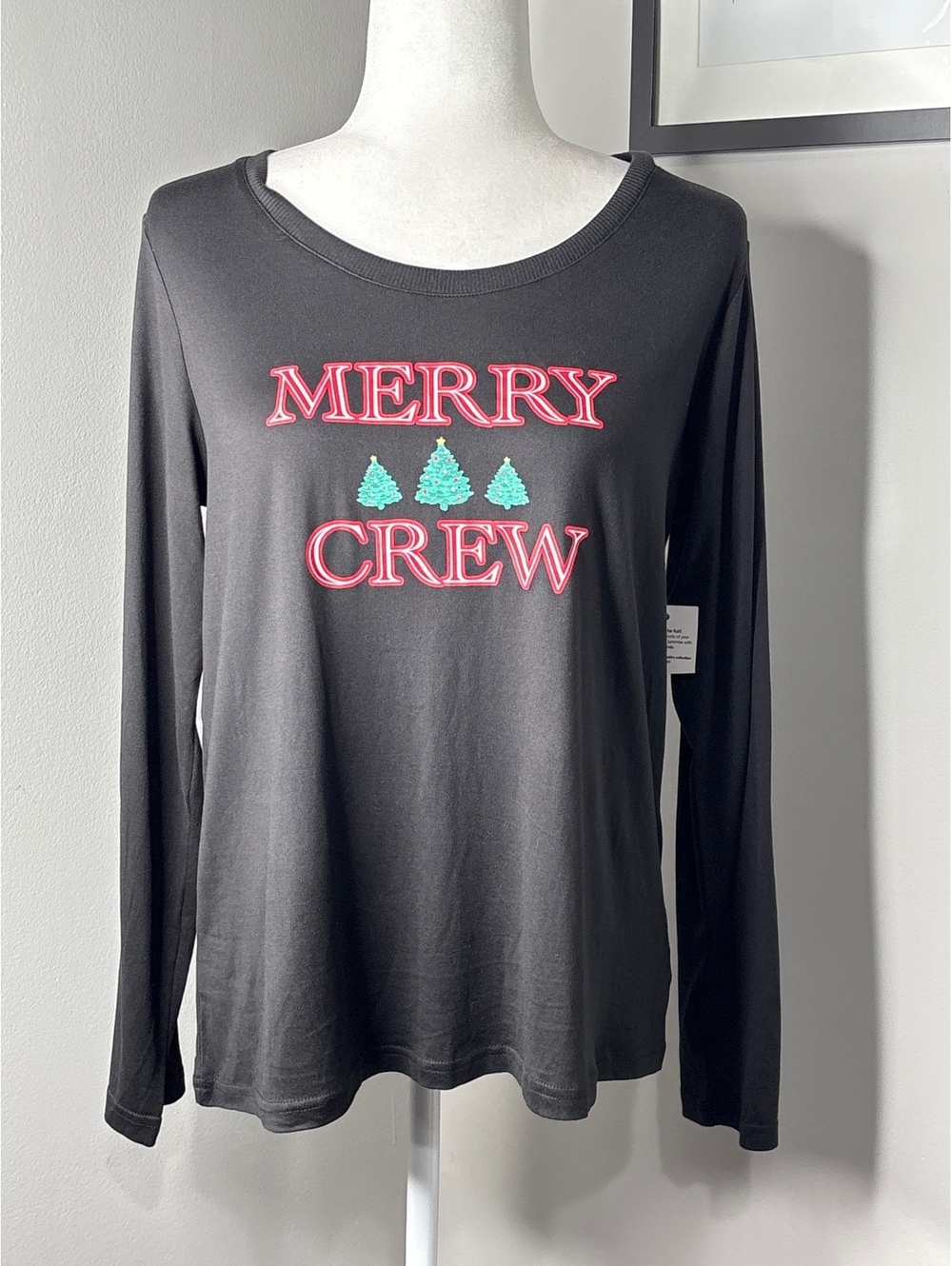 Jammies For Your Families Women's Merry Crew Long Sleeve Shirt Size S